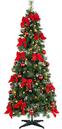 WeRChristmas Pre-Decorated Pop Up Christmas Tree with 100 LED Lights, Red, 6 feet/1.8m