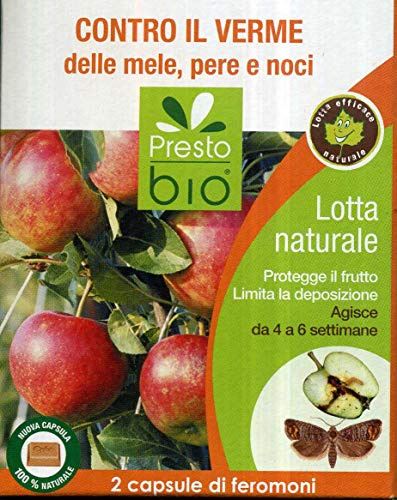 PRESTO BIO Trappola a ferormoni per la Cattura di Vari Insetti Completa con Due Capsule di ferormoni specifici (Verme delle Mele PERE E Noci)