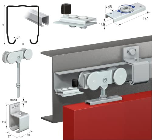 Runners Series 70 Industrial Sliding Door Track System 600kg (3mtr Double Door Kit)