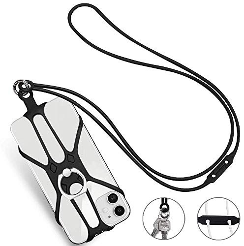 Universal Phone Lanyard Holder and Ring Grip, Silicone Cell Phone Lanyard Neck Strap and Phone Ring Holder Stand Compatible with Most Smartphones