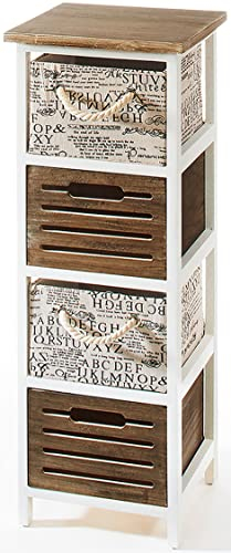 Kobolo Kommode Schubladenkommode Holzregal Regal - 4 Schubfächern - 82 cm