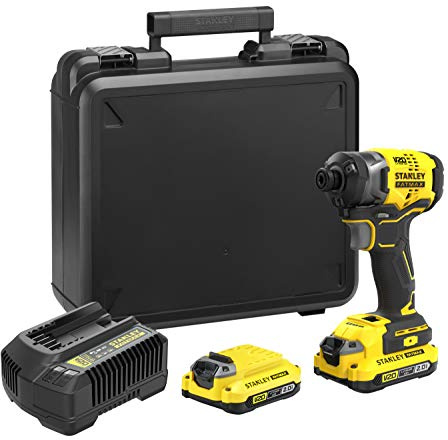 Stanley FatMax 18V 3-Gang Akku-Schlagschrauber SFMCF820D2K (2.0Ah, max. Drehmoment 190 Nm, bürstenloser Motor mit Vollmetall-Planetengetriebe, LED-Licht, inkl. 2 Akkus, Ladegerät, Gürtelclip & Koffer)