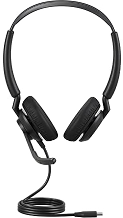 Jabra Engage 50 II schnurgebundenes Stereo-Headset mit geräuschunterdrückender 3-Mic-Technologie und USB-C-Kabel, ultraleicht - mit allen führenden UC-Plattformen wie Zoom & Unify kompatibel - Schwarz