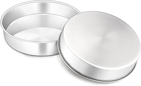 Onader Backform 2er Set, Edelstahl Rund Kuchenform Kuchenbackform, Backformen für Geburtstag/Hochzeit/Weihnachten Kuchen, Ungiftig & Gesund, Leicht Zu Reinigen & Spülmaschinenfest - 20cm