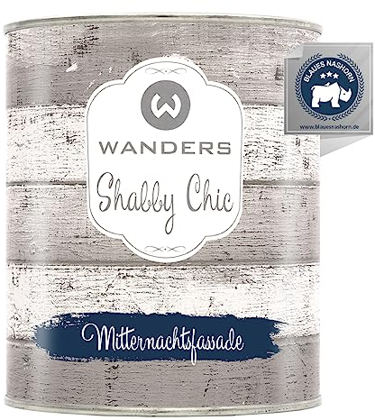 Wanders Shabby Chic Kreidefarbe 750 ml - Mitternachtsfassade/Dunkles Blau - Küchenmöbellack und Möbelfarbe ohne Schleifen. Chalk Paint, für Holz & mehr. Hohe Deckkraft, schnell trocknend