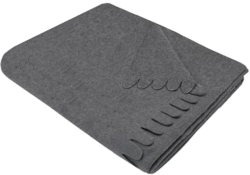 ZOLLNER Kuscheldecke in 130x170 cm - kuschelige und langlebige Fleecedecke - waschbar bis 60°C - wunderschöne Wellenkanten - antistatisch - Polyester - in grau - Oeko Tex® Zertifiziert