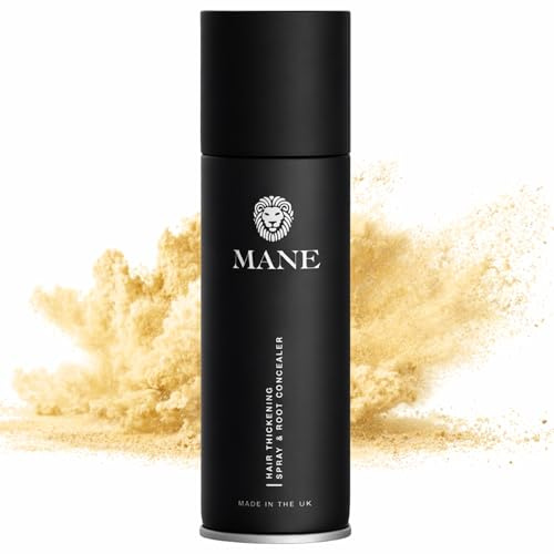 Mane Micro-Mineral Hair Thickening Spray & Root Touch Up Spray, Instant Volume & Root Cover Up for Thinning or Fine Hair, Lightweight Buildable Coverage for Men & Women, Light Blonde, 200 ml