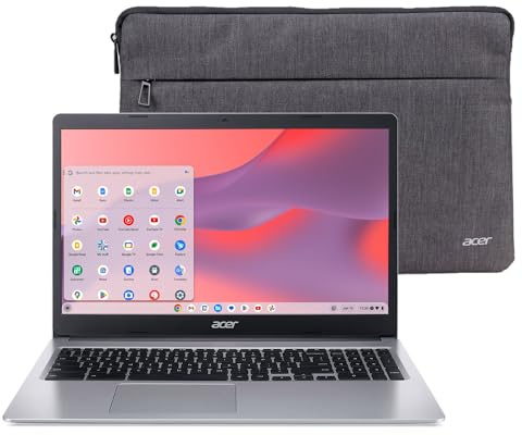 acer Chromebook 315 CB315-3H-C19A Laptop Intel Celeron N4000 15.6 HD (1366 x 768) Display | 4GB LPDDR4 | 64GB eMMC | Intel Wireless 802.11ac Gigabit Wi-Fi | Chrome OS | Sleeve | Pure Silver