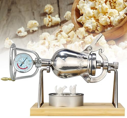Open Fire Heating Popcorn Maker, Vintage Popcorn Machine with Safety Valve, Mini Popcorn Pot, Stainless Steel Popcorn Popper for Home Party