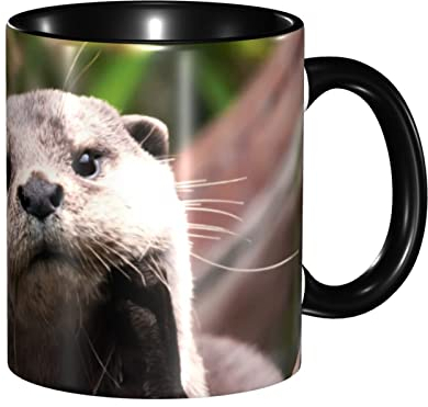 RFSHOP Taza de cerámica, tazas gigantes de nutria de río, taza de té de cerámica para café y chocolate caliente para el hogar y la oficina, 11 onzas