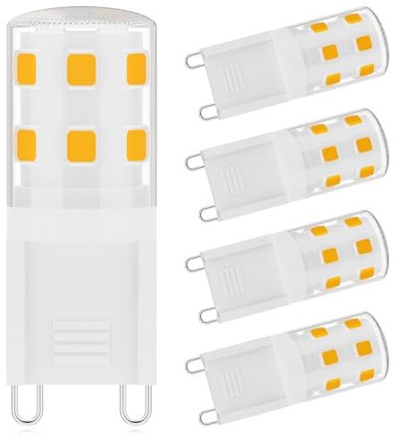 SNBIHIBE G9 LED Bulbs 2W,2Watt Light Bulb 25W Halogen Equivalent 250LM,120V Mini T4 G9 Base 3000K Warm White,No Flicker, for Bathroom, Vanity, Ceiling Lamp, Home Lighting,5 pcs
