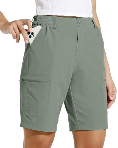 WILLIT Damen Shorts Wanderhose Kurze Hose Sommer Cargohose Radhose Stretch Sporthose Golfshorts Schnelltrocken Wander Outdoor Leichte Reise Shorts mit Taschen 10