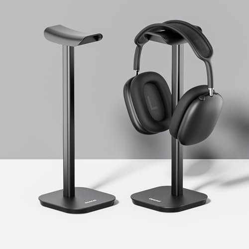 doenci Headset Halterung, Kopfhörer Ständer für Alle Over Ear Bluetooth Kopfhörer, Universal Kopfhörer Halter mit Gewichtete Basis + Aluminiumrohr, Gaming Headset Ständer Halter Schreibtisch Zubehör