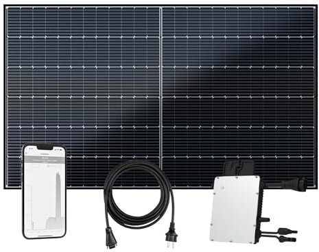 flex-energie Balkonkraftwerk Komplettset I 455Wp Solarmodul, Envertech EVT400-R Wechselrichter & 10m Kabel I Bifaziale Solaranlage zur Energiegewinnung I Leistung drosselbar