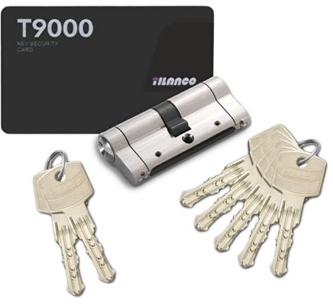 Cerradura de cilindro 35 45 mm, Anti-Ruptura Cerradura de cilindro de embutir de doble apertura con llave AB, 5 llaves principales y tarjeta de código