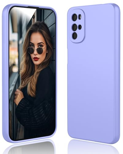 DESSEN Funda para Motorola Moto G22 - Líquida Silicona Carcasa con Forro de Microfibra Antiarañazos Delgada y Suave TPU Cover Anti-Choques Protectora Case, Morado
