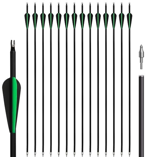 NorthSpoor 14 Stück Carbonpfeile 30 Zoll mit abnehmbaren Pfeilen für Jugend und Erwachsene, Bogenschießübungen, Bögen und Pfeile für Outdoor Training