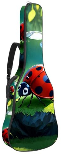 Großer schöner Gitarrenkoffer, wasserdichte Gitarrentasche mit Schwamm-Schutzschicht, Marienkäfer-Kristallkugel, Mehrfarbig Nr. 08, 42.9x16.9x4.7 in, Gitarrentasche