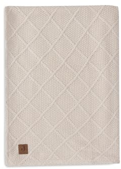 Jollein Babydecke Check Knit, Oatmeal - Teddy Fleece - 100x150cm - 60% Baumwolle, 40% Acryl, Innenseite 100% Polyester - Fürs Kinderbett - 2.0 TOG - Oeko-TEX Zertifiziert - Strickmuster
