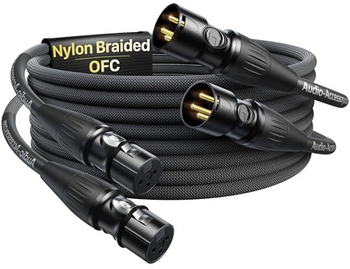 AA AUDIO ACCESSORY Cable XLR para Micrófono de 2m 2 unidades (Macho a Hembra), con Conectores Neutrik Rean chapados en oro, Refuerzo de Kevlar, trenzado de Nailon y Cobre Libre de Oxígeno