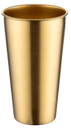 Juego de 8 vasos de chupito de acero inoxidable reutilizables de metal para cerveza, portátiles, apilables, vasos de café para camping, bar, dorado, 500 ml