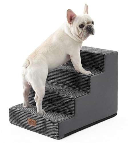 COZY KISS Scala per Cani di Piccola Taglia, Scaletta Cane Domestici a 4 Gradini più Larghe per Divano Letto Auto, 45 cm Altezza Gradini per Gatti in Spugna
