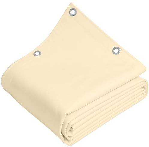 TELOMERITI® - Telo/Telone in PVC 650gr/mq con Occhielli in Alluminio, Rinforzato, tipo da camion, Impermeabile, Copritutto Da Esterno, Vari Colori, Made in Italy (Avorio Chiaro, 2,5X2 Metri (5 MQ))