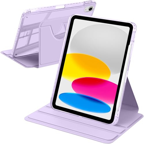 A-BEAUTY Custodia Rotante Compatibile con iPad (A16) 11a/10a Generazione (2025/2022) con Portapenne, Rotazione a 360 Gradi Supporto Cover Chiaro Retro, Auto Sonno/Veglia, Viola Lilla