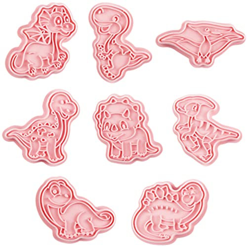 VINTORKY 8pcs Dinosaur Cookie Cutters Fun Biscuit Molds for Boys and Girls for Baking Unique Pastry for Birthday Parties and Family Activities