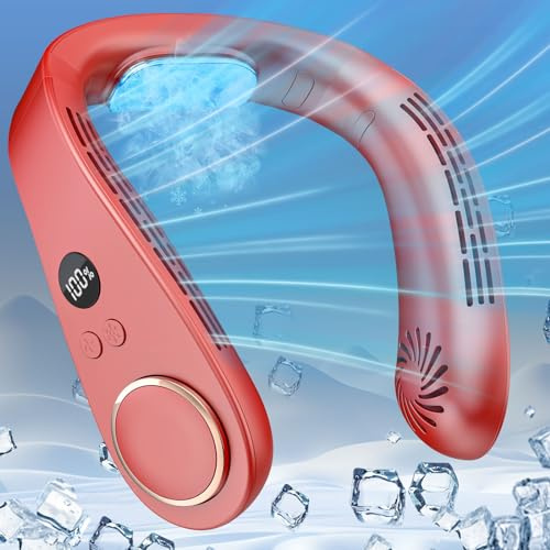 Ventilatore da Collo Portatile, Mini Ventilatore Collo con 5 Velocità, Ventilatore USB per il Collore Ricaricabile 5500mAh, Neck Fan Portable Cuffie Ventilatore Senza Pale per Ufficio, Viaggi Sport