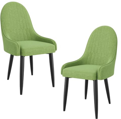 AnYu Furniture Esszimmerstuhl mit Metallrahmen (2, Grün) | Stoff, Gepolstertes Leder, Für Erwachsene, Innenbereich, Schaumstoffpolsterung