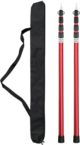 AMENGJ Teleskopstange Camping 2,8 m Teleskop Plane Pole Einstellbare Camping Zelt Pole Im Freien(Red 2 Poles)
