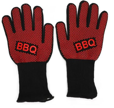 Grillhandschuhe 1 Paar 800 Grad hitzebeständige Feuerhandschuhe, flammhemmend, rutschfest, feuerfest, for Grill, Mikrowelle, Grill, Backen, Handschutz