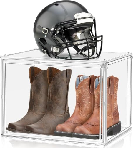 Schuhaufbewahrungsbox, XXX-Große Extra große Acryl Display Case 45x33x33 cm Transparente Sneaker Schuh Organizer Klare Plastik Stapelbare Stiefel & Schuh Boxen Große Schaufenster für Helm, Handtasche