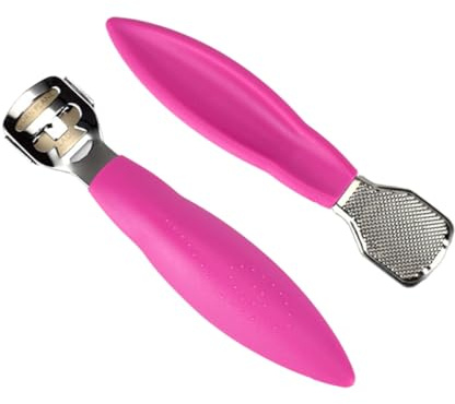 FRCOLOR Fußschaber Hornhaut 2 Stück aus Edelstahl Professionelle Pediküre Fußfeile Entfernt Abgestorbene Haut und Trockene Hornhaut für Fußpflege zu Hause und Salon