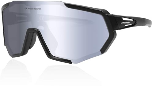 Queshark Fahrradbrille, Schnelle Brille Herren Damen, Leicht & Rutschfest & TR90 Rahmen & UV400 Schutz, Sonnenbrille Sport für Radfahren Laufen Golf Baseball Volleyball