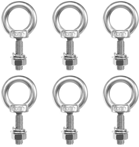 6 Stück M8 × 30 mm Ringschraube, 304 Edelstahl Augenschraube Ösenschrauben, Ringbolzen mit Muttern und Unterlegscheiben Ring Augenbolzen Ringschraube für Rolle Des Befestigens und Hängens