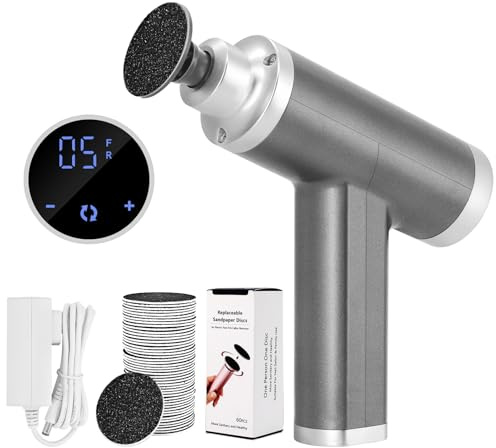 Rapeuse Pieds Electrique Puissante 4500RPM, Vitesse Réglable, Ponceuse Pied Professionnel Rappe Pieds Pédicure électrique Lime Electrique Pied Anti-Callosités (Gris)