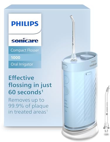 Philips Sonicare Compact Flosser 1000, Portable Water Flosser with 3 Flossing Modes, IPX7 Waterproof Oral Irrigator, Travel Friendly, Blue, Model HX3333/24