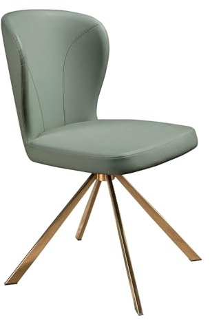 Angel Cerdá - Sedia da Pranzo Girevole Imbottita in Similpelle Verde Chiaro - Schienale Avvolgente e Gambe in Acciaio Oro Rosa - Design Sofisticato, Contemporaneo e Funzionale - 49 x 63 x 83 cm