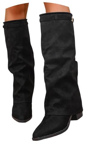 Générique Bottes Femme,Femmes Bottes Cuissardes Mi Hautes En Suédine Bottines 2025 Pour Femme Mi Mollet Tendance Hautes Au Genou Bottines Confortables Avec Talon Pour L'hiver