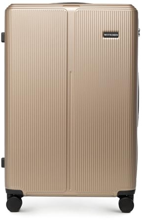 WITTCHEN Stripes Line Stor resväska 76,5 x 50 x 29 cm (XL) | Hårdväska ABS, 96 l, 4 hjul 360° | Incheckningsbagage för SAS/Ryanair/Norwegian, kombinationslås, teleskophandtag | Färg: Guld