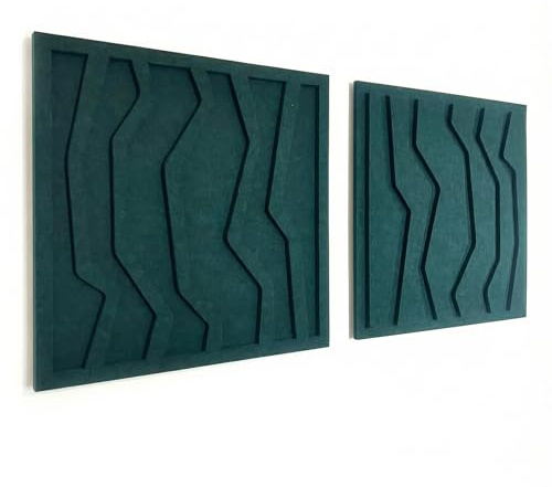NIC’BRUX® Akustikpaneele 2er Set 40x40 cm – Modernes Akustikbild Wanddesign aus PET-Filz | Schallabsorber Wandpaneele für Wohnzimmer, Büro & Home Studio (2)