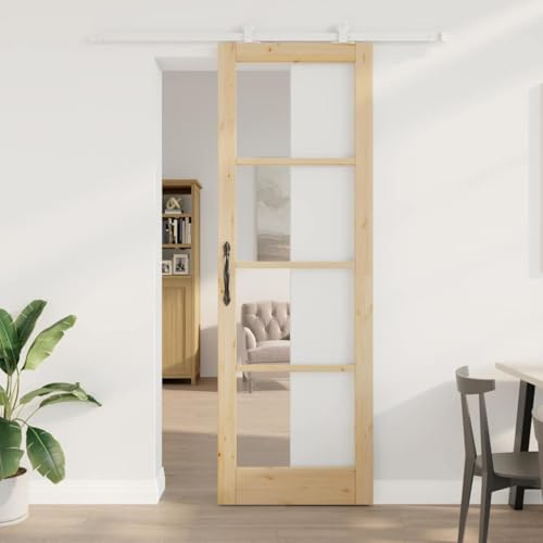 Lofttür Zimmertür,Schiebetür Braun 78 x 232 cm Holz und Metall,Falttüren für Wohnzimmer,Schlafzimmer,Küche