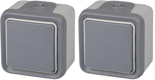 Legrand 191502 Plexo - Pulsador estanco de superficie, resistente al agua (IP55), color gris (Paquete de 2)