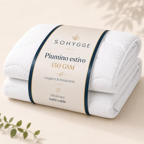 SOHYGGE Piumino Estivo – Leggero e Traspirante 150 g/m², Microfibra Morbida, Ideale per Letto Matrimoniale, Perfetto per Notti Calde (150 x 220 cm)