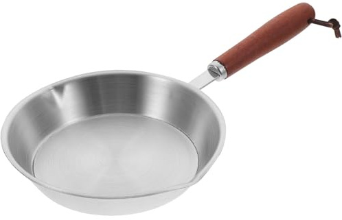 EXAOMBLE Padella Piccola in Acciaio Inox 304 Antiaderente senza Rivestimento Isolamento Termico e Manico Antiscottatura per Cucinare Pancake e Uova