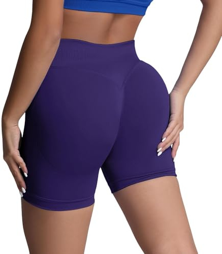 Pantalones cortos de yoga de cintura alta para mujer, para gimnasio, cintura alta, color morado, ropa deportiva elástica para motociclista, ajuste de meter para mandados de fin de semana, fitness y