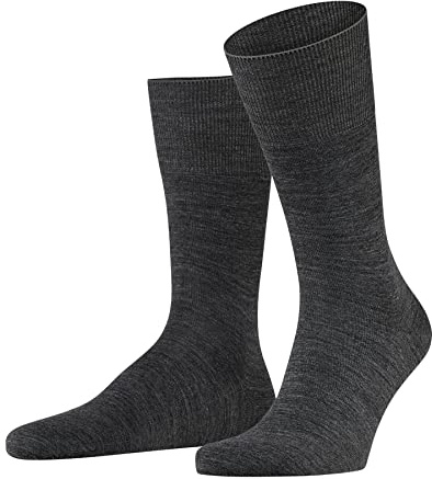 FALKE herr Strumpor Airport M So ull bomull enfärgat 1 par, Grå Dark Grey 3070, 43-44