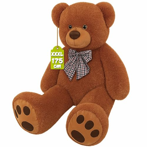 Monzana® Teddybär L - XXXL 50-175cm Weiches Fell Schleife Tatzendruck Geschenk Plüschtier Kuscheltier Stofftier Riesen Teddy Bär